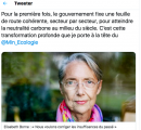 PPE et Stratégie carbone : Elisabeth Borne tweet : "Nous voulons corriger les insuffisances du passé"